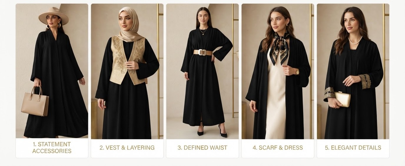 Five Ways to Style One Black Abaya