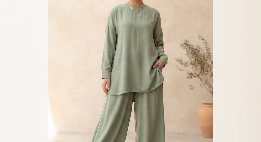 Sage Silk Co-ord Set — detail view